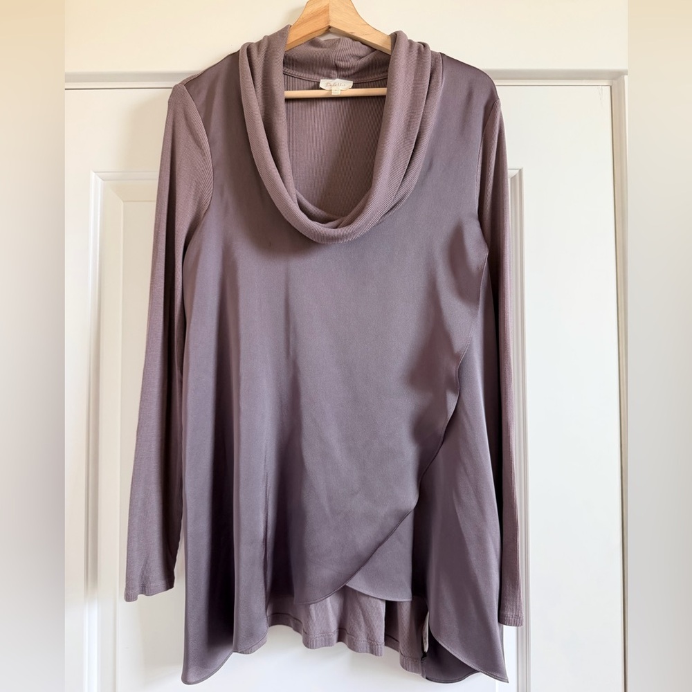 Deletta Taupe Cowl Neck Top